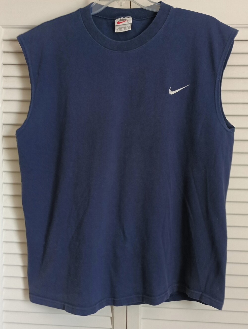 Nike Navy Blue Sleeveless Old School Muscle Tank with White Swoosh (L)
